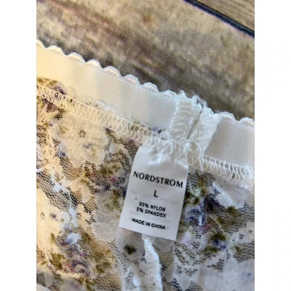 Nordstrom Womens‎ LargeFloral Lace Leggings White Sheer Footless Fairy Coquette